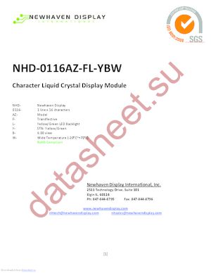 NHD-0116AZ-FL-YBW datasheet  