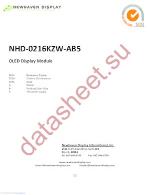 NHD-0216KZW-AY5 datasheet  