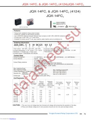 JQX-14FC1AZ6 datasheet  