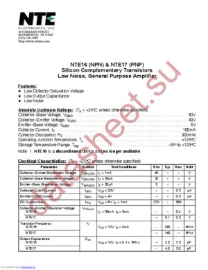 NTE16 datasheet  