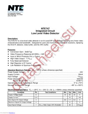 NTE747 datasheet  