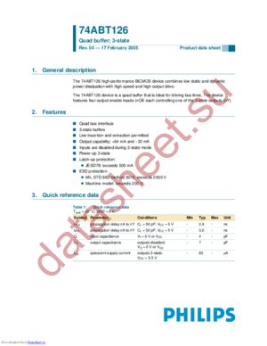 74ABT126D,602 datasheet  