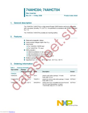 74AHCT04D,118 datasheet  