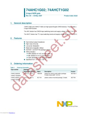 74AHC1G02GW,125 datasheet  