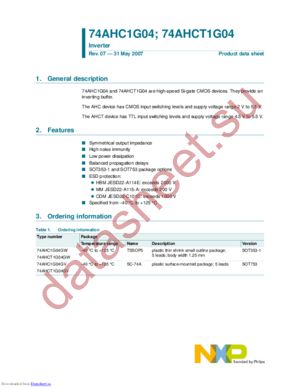 74AHC1G04GV,125 datasheet  