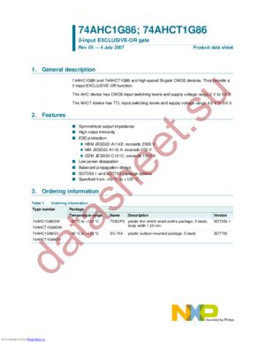 74AHC1G86GW,125 datasheet  