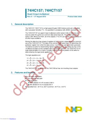 74HC157PW,112 datasheet  