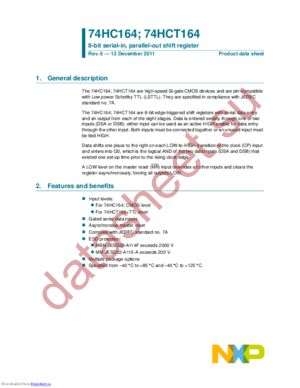 74HCT164PW,118 datasheet  