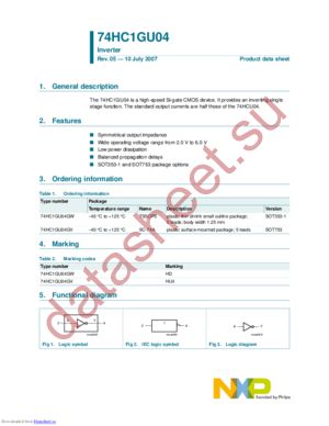 74HC1GU04GW,125 datasheet  