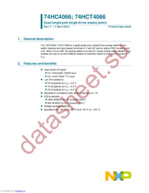 74HC4066PW,112 datasheet  