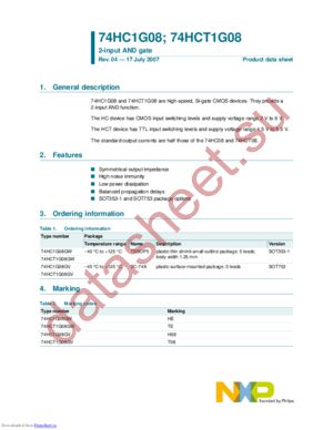 74HC1G08GV,125 datasheet  