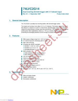 74LVC2G14GW+125 datasheet  