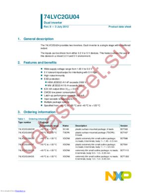 74LVC2GU04GS,132 datasheet  