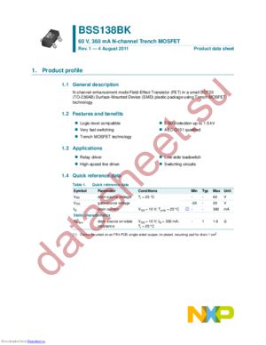 BSS138BKW,115 datasheet  