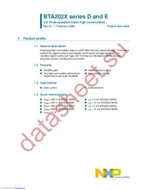 BTA202X-SER-D-E datasheet  