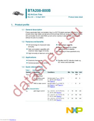 BTA208-800B/L01,12 datasheet  