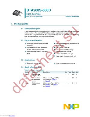 BTA208S-600E /T3 datasheet  