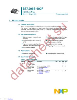 BTA208S-600F,118 datasheet  