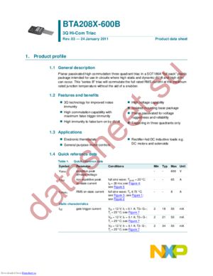 BTA208X-600B,127 datasheet  