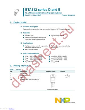 BTA312-800E,127 datasheet  