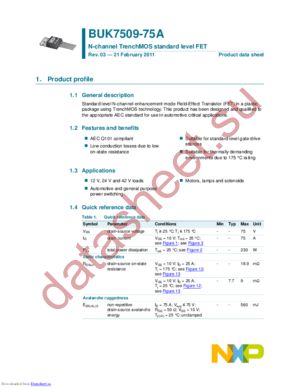 BUK7509-75A,127 datasheet  