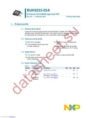 BUK9222-55A,118 datasheet  