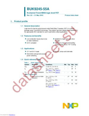 BUK9245-55A,118 datasheet  