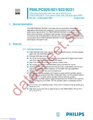 P89LPC921FN,112 datasheet  