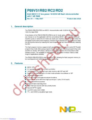 P89V51RC2FN datasheet  