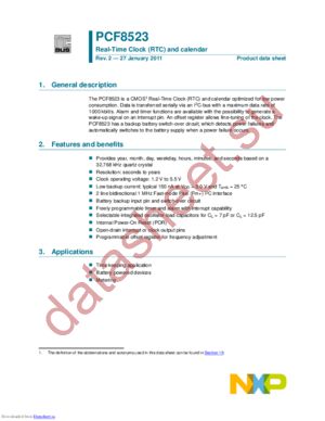PCF8523U/12AA/1 datasheet  
