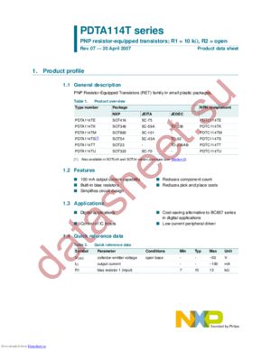 PDTA114TE,115 datasheet  