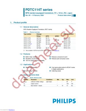 PDTC114TT,235 datasheet  