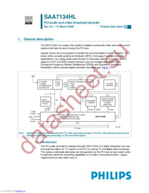 SAA7134HL/V1,518 datasheet  