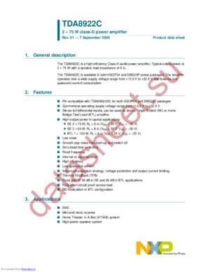 TDA8922CJ/N1,112 datasheet  