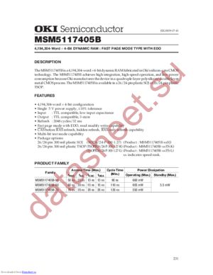 MSM5117405B-60SJ datasheet  