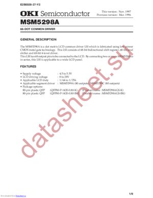 MSM5298AGS-K datasheet  