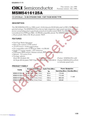 MSM5416125A-50TS-K datasheet  