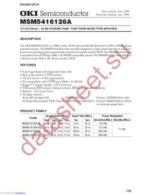 MSM5416126A-40JS datasheet  