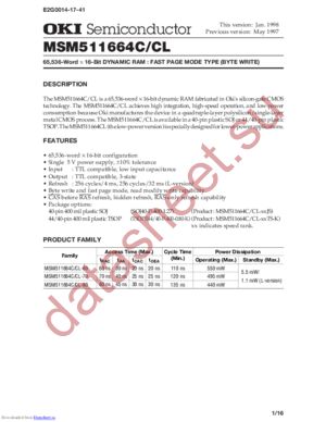 MSM511664C/CL-60 datasheet  