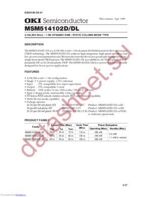 MSM514102D datasheet  