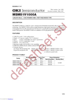 MSM51V1000A-80 datasheet  