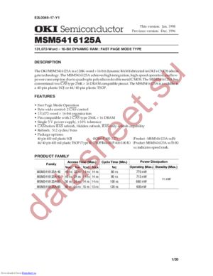 MSM5416125A-40TS-K datasheet  