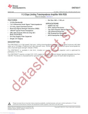 ONET8501TYS datasheet  