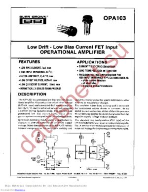 OPA103AM datasheet  