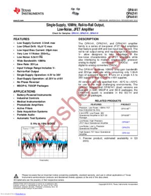 OPA2141AIDGKR datasheet  