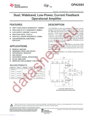 OPA2694IDRG4 datasheet  