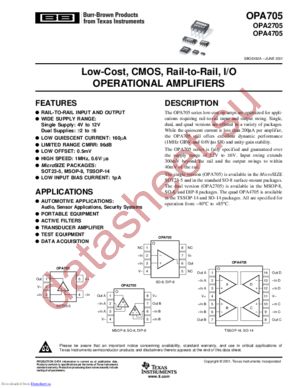 OPA2705UAG4 datasheet  