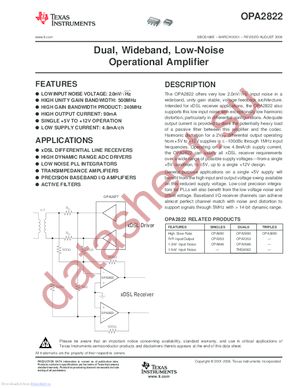 OPA2822E/2K5G4 datasheet  