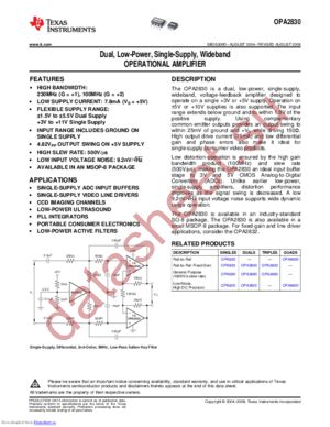 OPA2830IDGKTG4 datasheet  