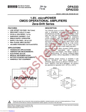 OPA333AIDBVTG4 datasheet  